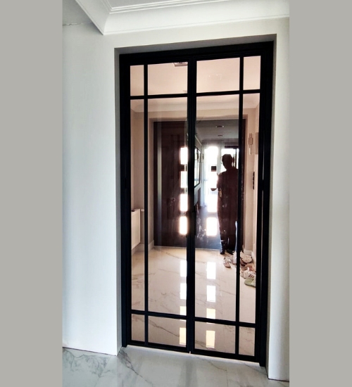 Drzwi loftowe szkło dymione barwione brąz